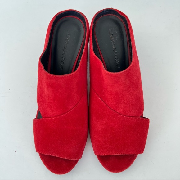 REBECCA MINKOFF Ingrid Red Suede Open Toe Slip On Heels Sandals Mules Sz 8 M - Picture 6 of 15
